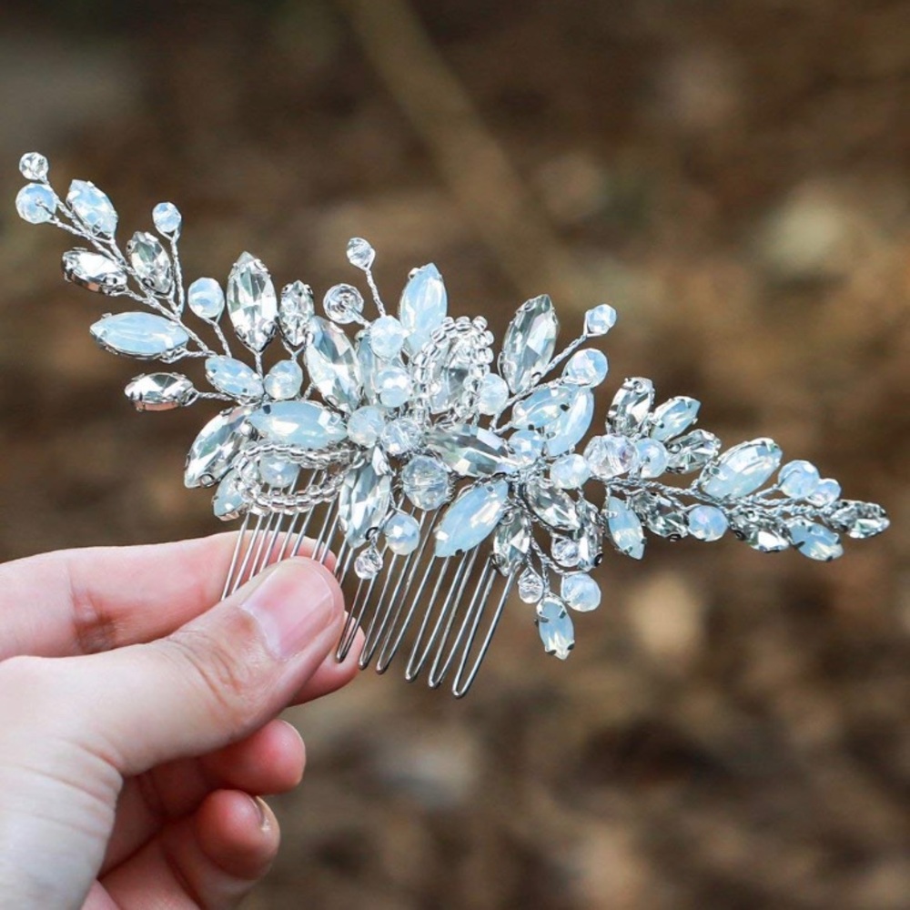 Wedding Hair Comb Silver with Rhinestones